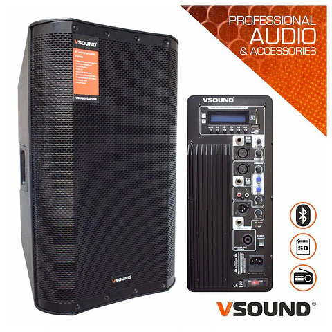 Coluna Bi-Amplificada Pro Series 12" USB/SD/FM/BT 500W VSOUND