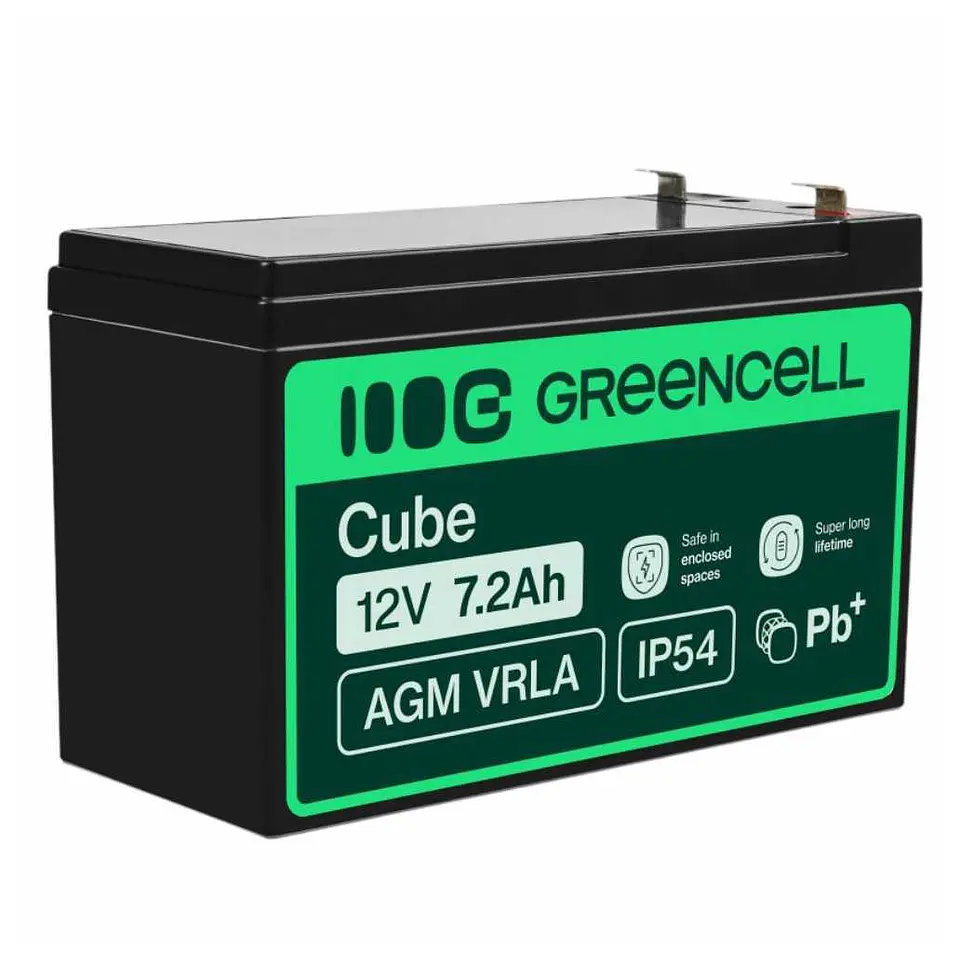 Bateria Chumbo Gel AGM 12V 7.2A GREEN CELL 1