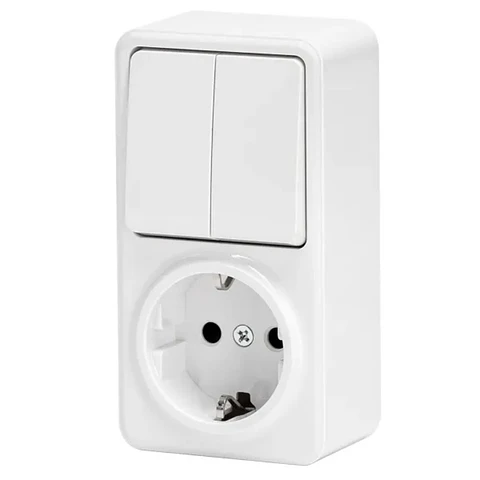 Tomada Elétrica 1x Schuko COM Comutador Duplo Superfície