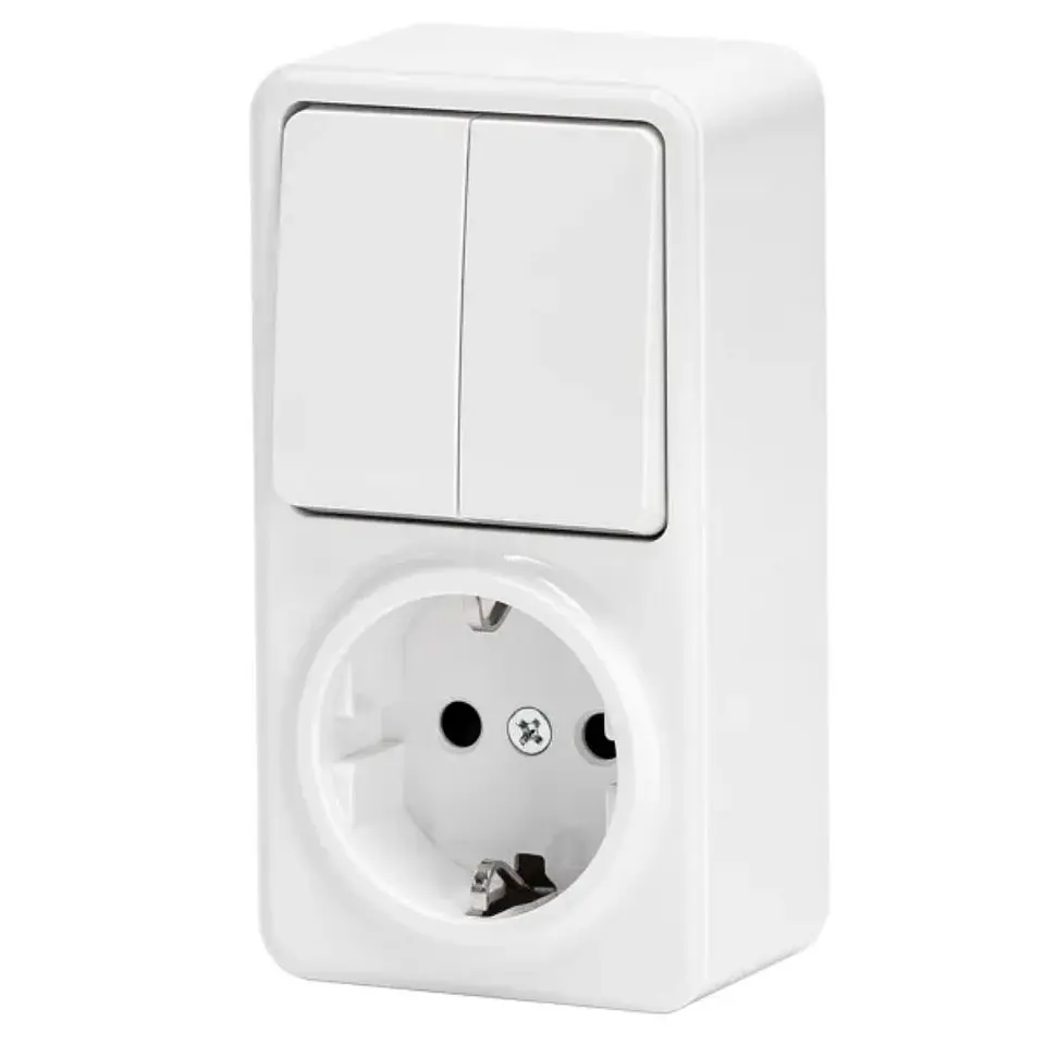 Tomada Elétrica 1x Schuko COM Comutador Duplo Superfície 1