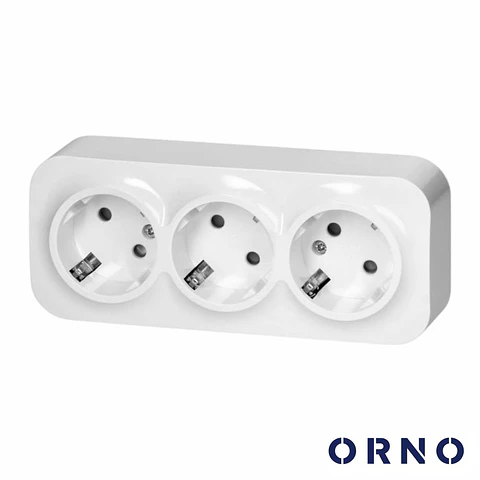 Tomada Elétrica Superfície 3x Schuko ORNO
