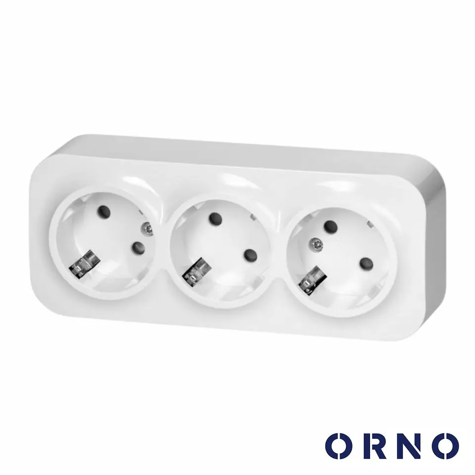 Tomada Elétrica Superfície 3x Schuko ORNO 1