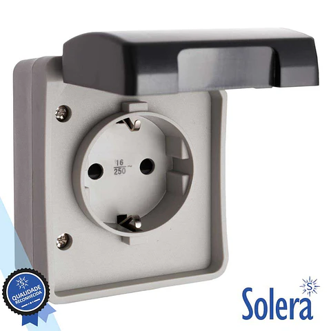 TOMADA ELÉTRICA SUPERFÍCIE COM TERRA VDE IP44 SOLERA