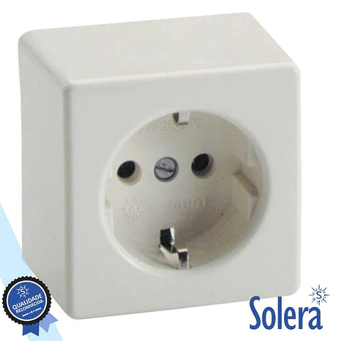 TOMADA ELÉTRICA SUPERFÍCIE COM TERRA SOLERA