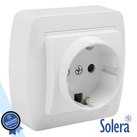 TOMADA ELÉTRICA SUPERFÍCIE COM TERRA SOLERA