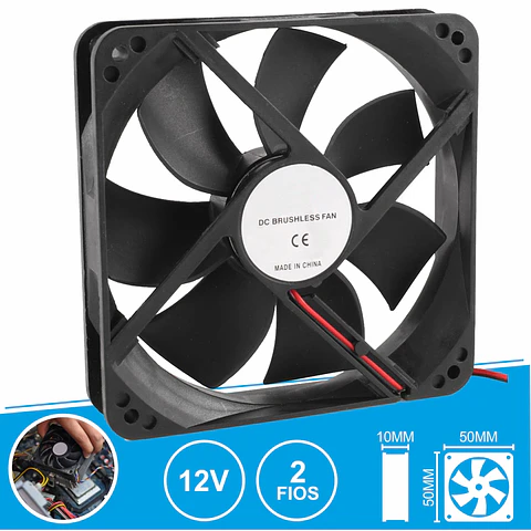 VENTOINHA 12V 50x50x10MM 2 FIOS