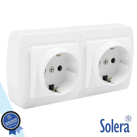 TOMADA ELÉTRICA DUPLA SUPERFÍCIE COM TERRA SOLERA
