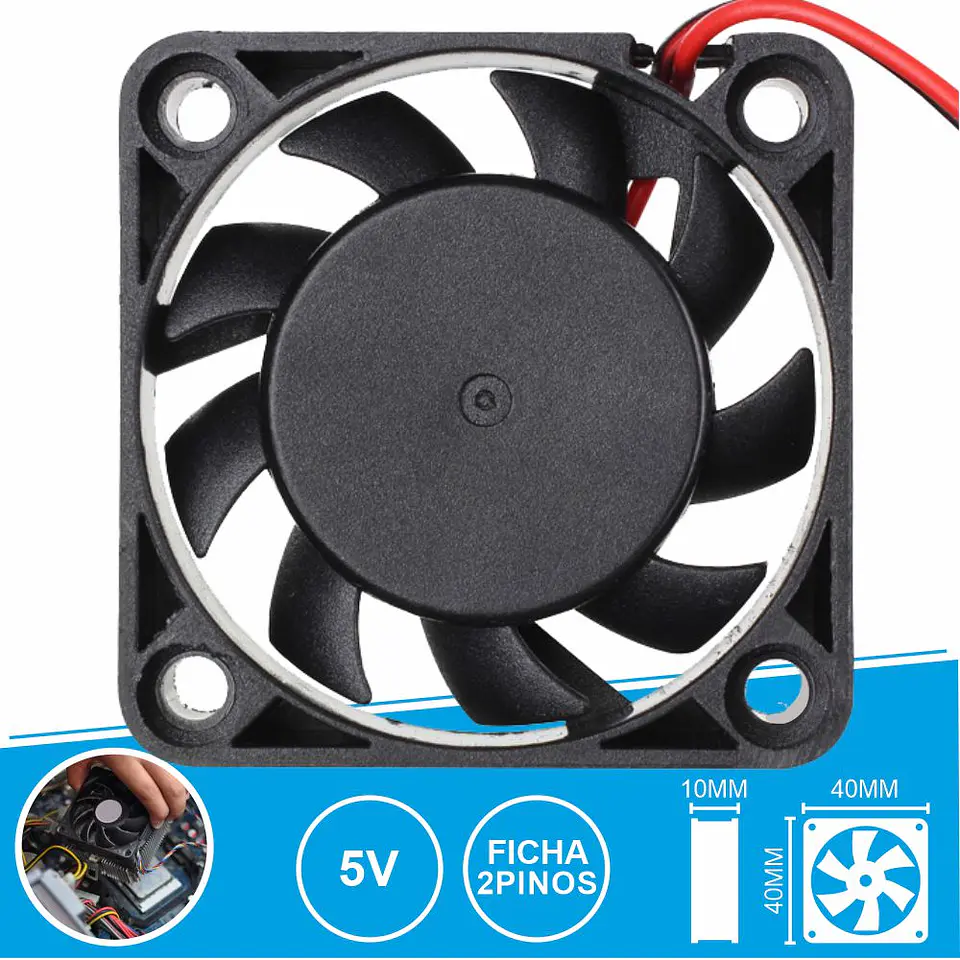 Ventoinha 5V 40x40x10mm Ficha 2 Pinos 1