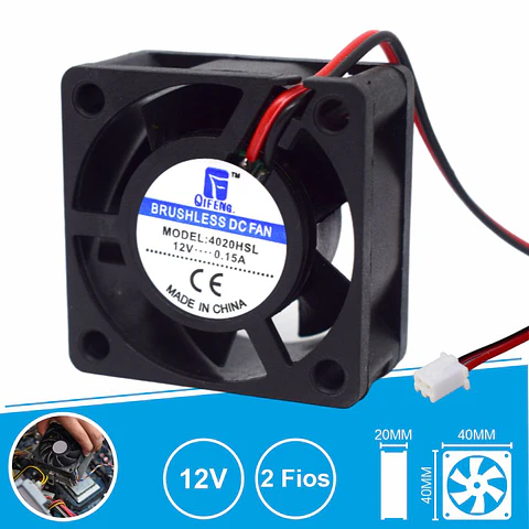 Ventoinha 12V 40x40x20mm 2 Fios