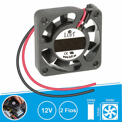Ventoinha 12V 50x50x10mm 2 Fios KLD024PP050GSWH LUFT