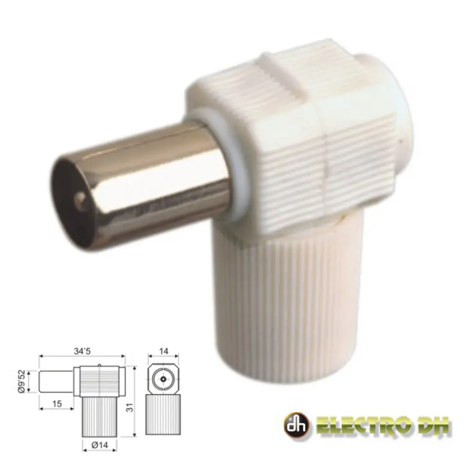 FICHA COAXIAL MACHO ANGULAR BRANCA EDH 1