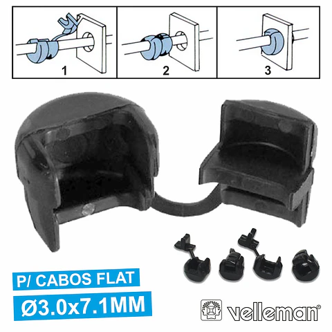 PASSA CABOS FLAT COM 3x7.1MM 2.5MM VELLEMAN