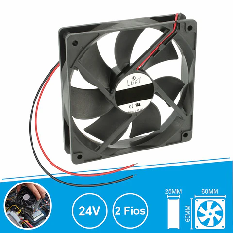 Ventoinha 24V 60x60x25mm 2 Fios KLD024PP060CSWS LUFT