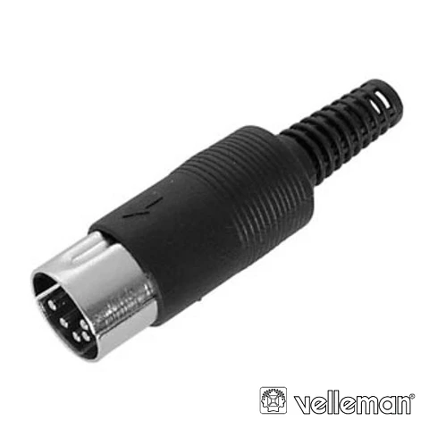 FICHA DIN 5P MACHO PRETA 180Â° P/ SOLDAR VELLEMAN