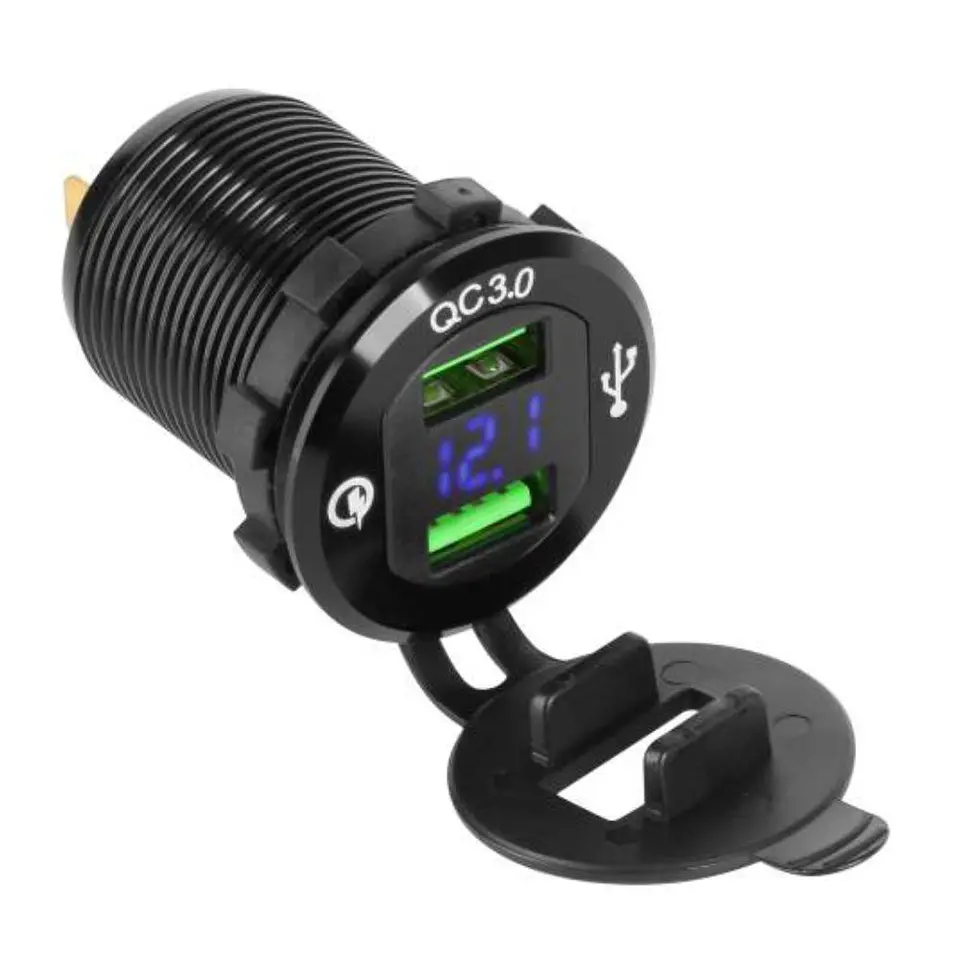Tomada USB Dupla De Embutir COM Voltímetro QuickCharge3.0 1