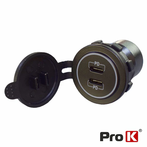 Tomada Dupla USB-C PD de Embutir PROK