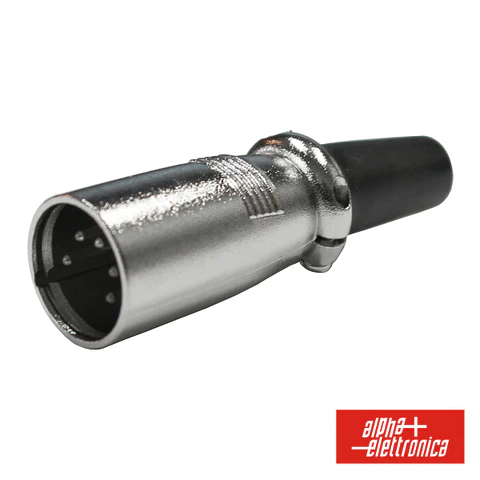 FICHA XLR 5P MACHO NIQUELADA PROTEÇÃO BLOQUEIO