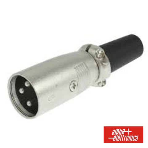FICHA XLR 3P MACHO NIQUELADA P/ MICROFONE COM PROTEÇÃO CABO