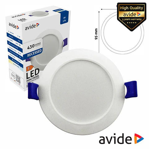 Painel LEDS Redondo 5W 90mm 6400K 430lm AVIDE
