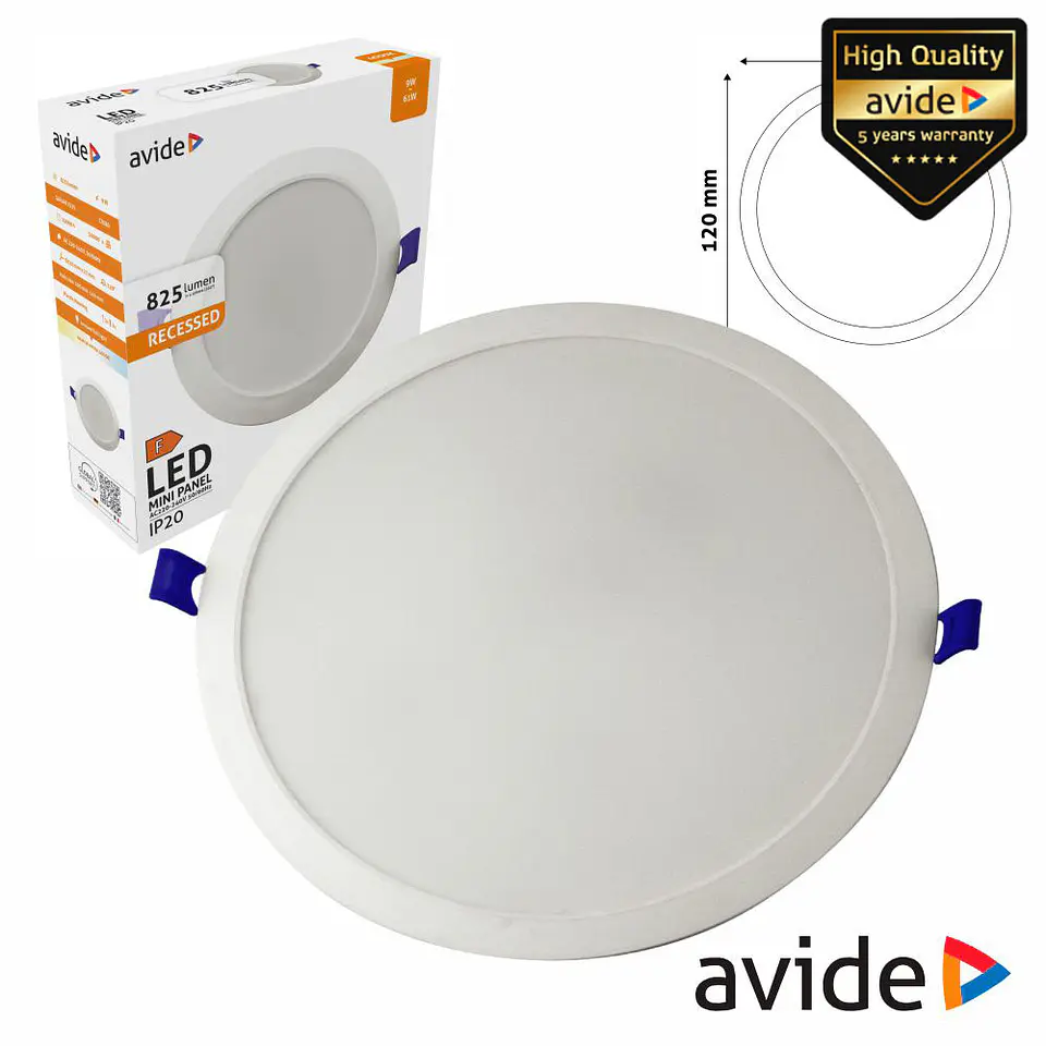 Painel LEDS Redondo 9W 120mm 4000K 825lm AVIDE 1