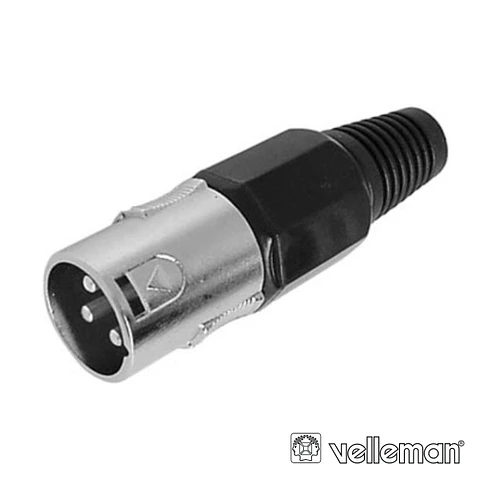 FICHA XLR 3P MACHO PRETA COM BLINDAGEM E BLOQUEIO
