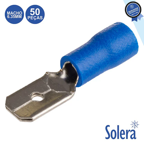 TERMINAL FASTON MACHO ISOLADO 6.35MM AZUL 50X SOLERA