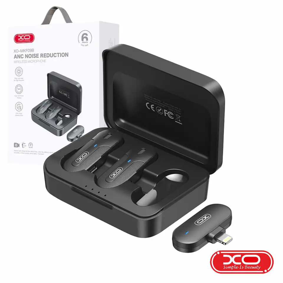 Conjunto 2x Microfones Lapela SEMFios COMReceptor Lightning XO 1