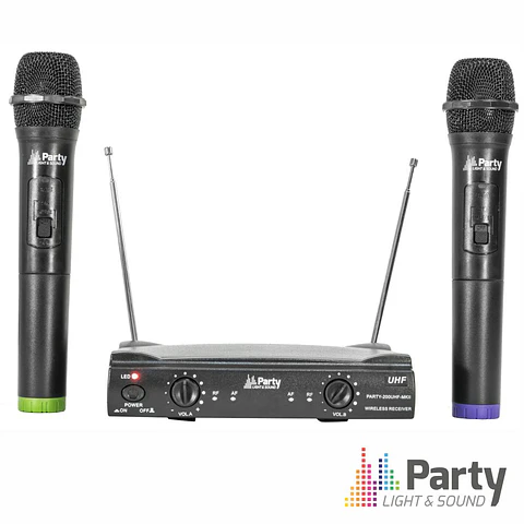 CENTRAL MICROFONE SEM FIOS 2 CANAIS UHF 863.2/864.2MHz PARTY