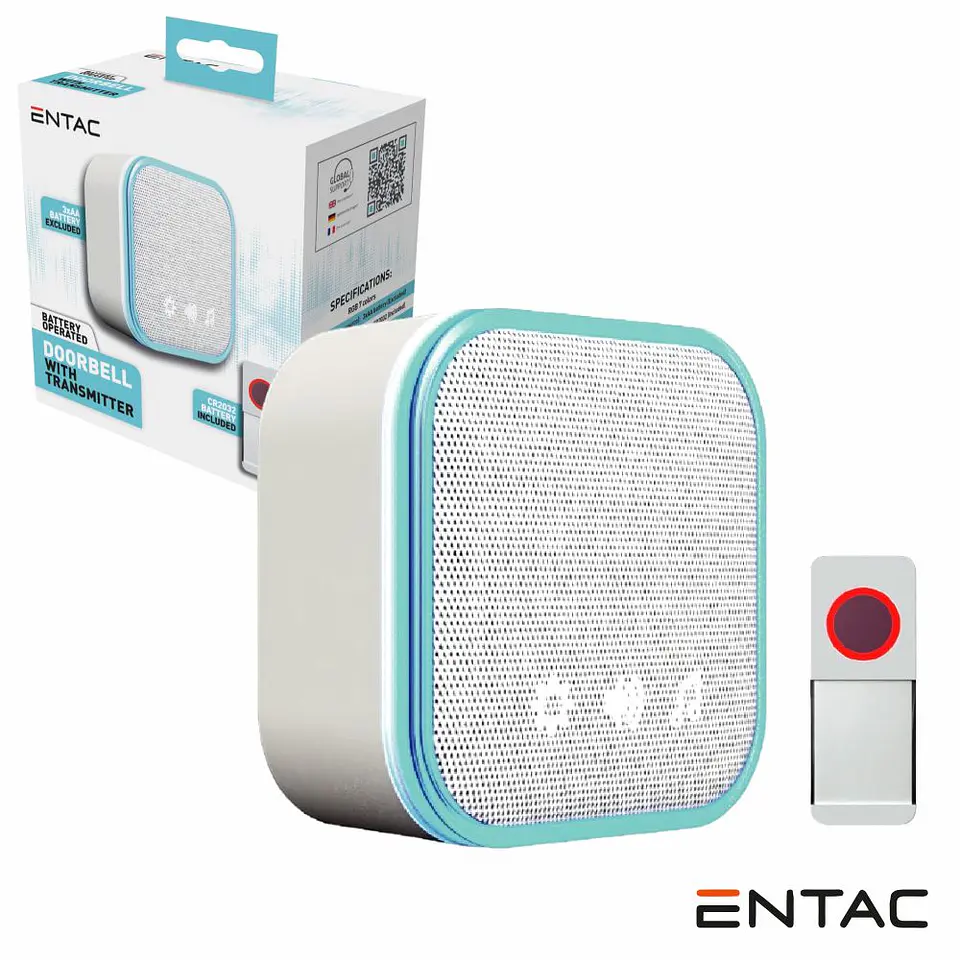 Campainha SEM Fios COM 1 Receptor 3xAA 150m ENTAC 1