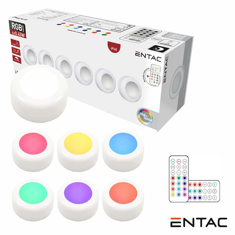 Conjunto De 6 Apliques LED RGB+W COM Comando IP40 ENTAC
