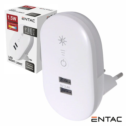Luz De Presença LED 3000K 230V COM 2 Portas USB-A ENTAC