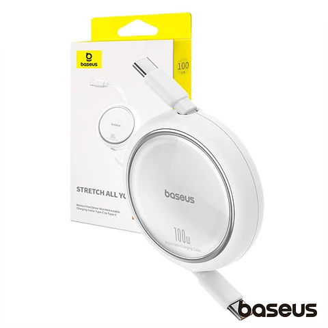 Cabo Retrátil USB-C P/ USB-C Macho PD 100W Branco BASEUS