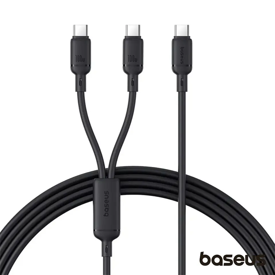 Cabo 1x USB-C / 2x USB-C 100W 1.5m Pudding BASEUS 1