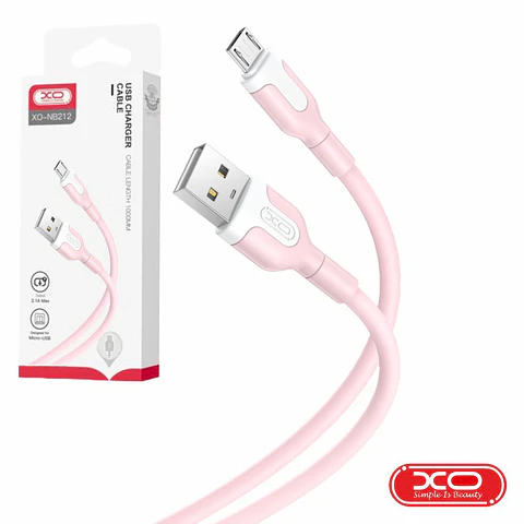 Cabo USB-A 2.0 Macho / Micro-USB 2.1A Rosa 1m XO