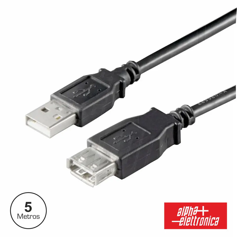 CABO USB-A 2.0 MACHO / USB-A FÊMEA 5M PRETO POLYBAG 1