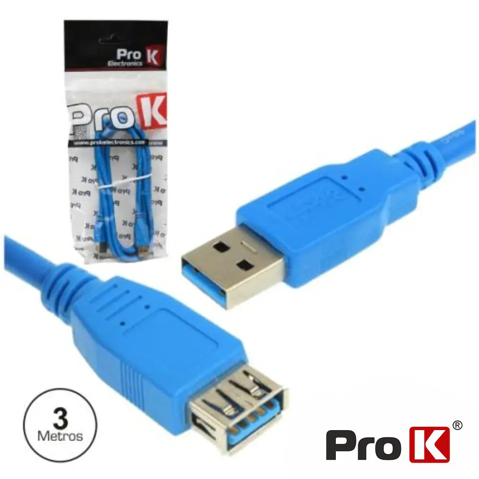 CABO USB-A 3.0 MACHO / USB-A FÊMEA 3M PROK 1