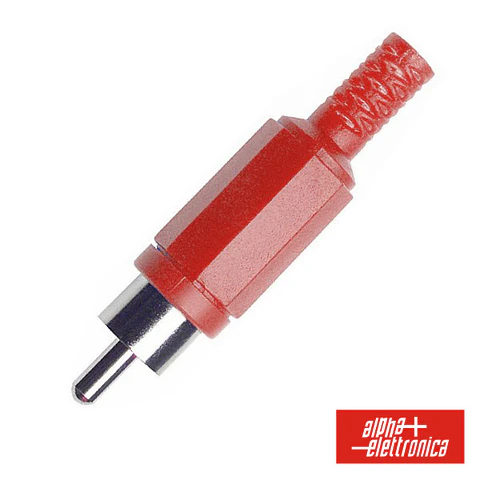 FICHA RCA MACHO VERMELHA PVC COM PROTEÇÃO DE CABO