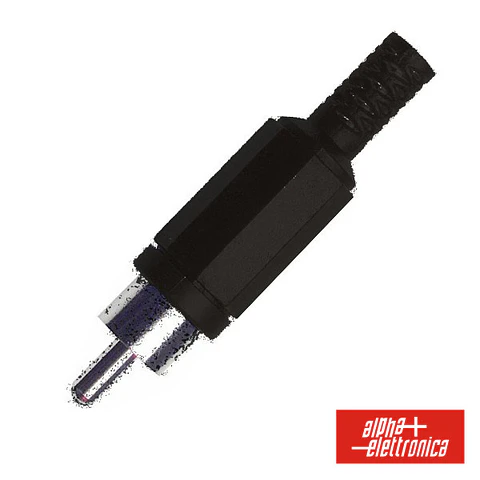 FICHA RCA MACHO PRETA PVC COM PROTEÇÃO DE CABO