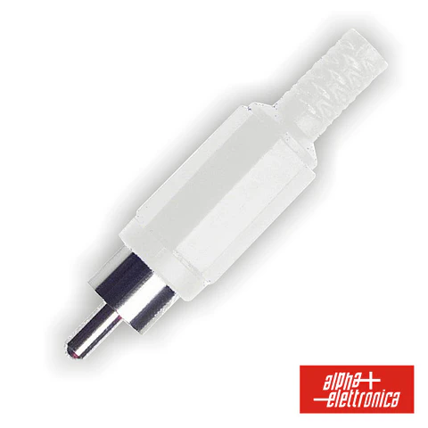 FICHA RCA MACHO BRANCA PVC COM PROTEÇÃO DE CABO