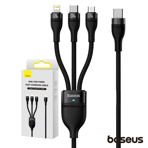 Cabo USB-C p/ MicroUSB/USB-COMLightning Macho 1.5M 100W