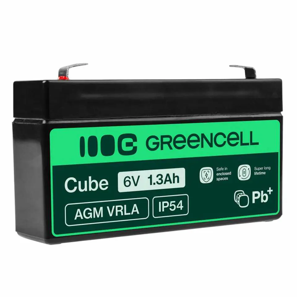 Bateria Chumbo Gel AGM 6V 1.3A GREEN CELL 1