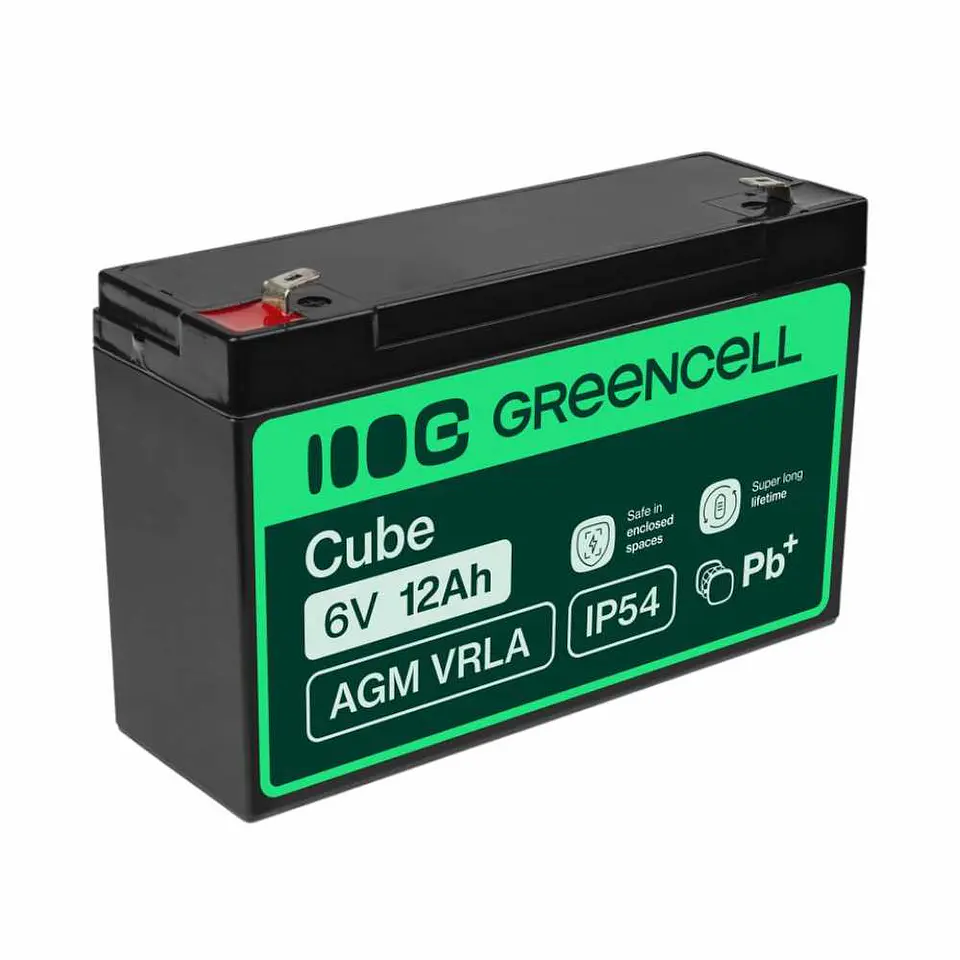 Bateria Chumbo Gel AGM 6V 12A GREEN CELL 1