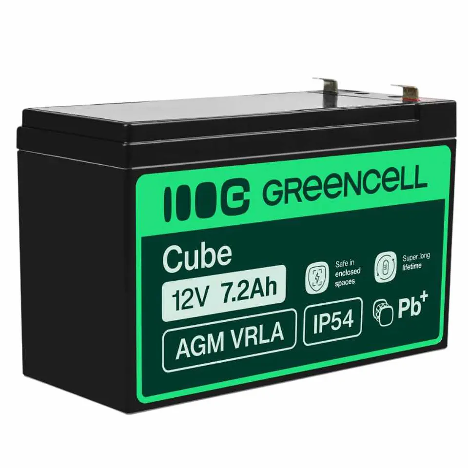 Bateria Chumbo Gel AGM 12V 7.2A GREEN CELL 1