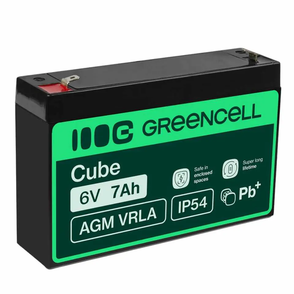 Bateria Chumbo Gel AGM 6V 7A GREEN CELL 1
