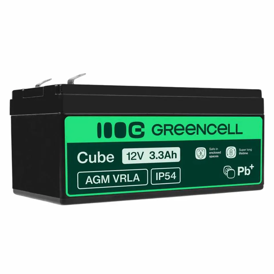 Bateria Chumbo Gel AGM 12V 3.3A GREEN CELL 1