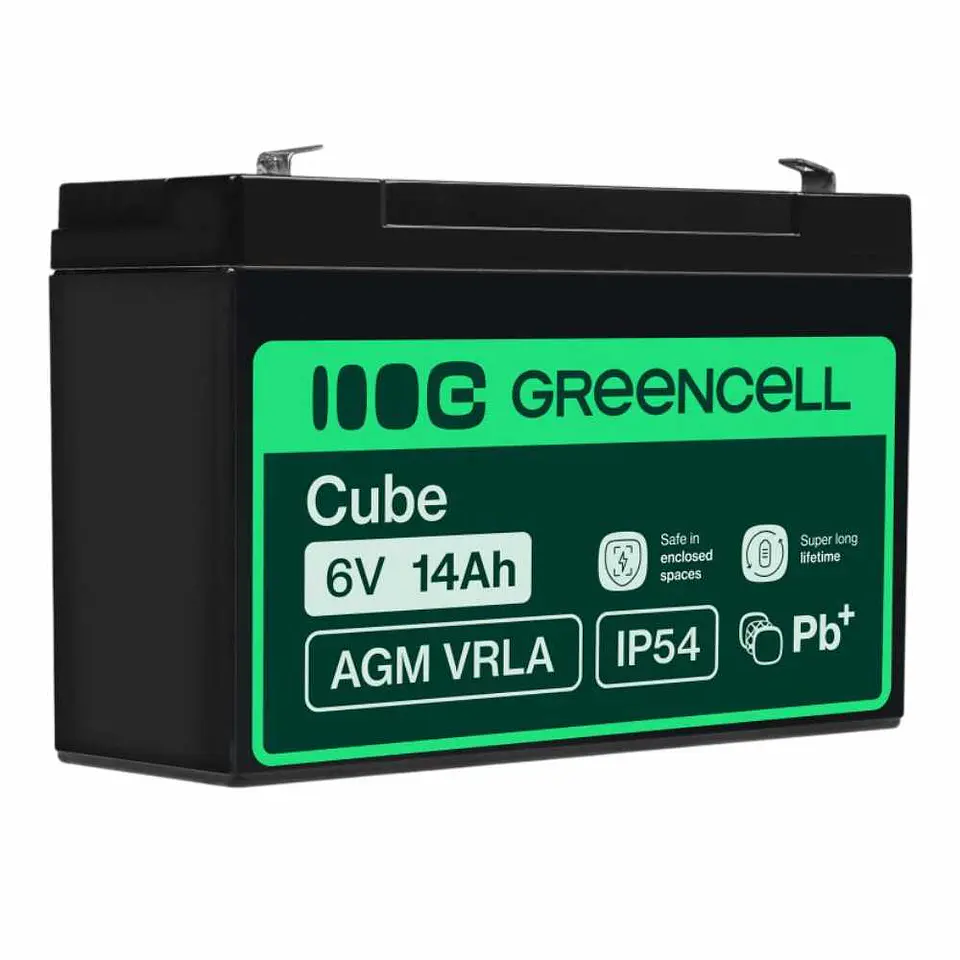 Bateria Chumbo Gel AGM 6V 14A GREEN CELL 1