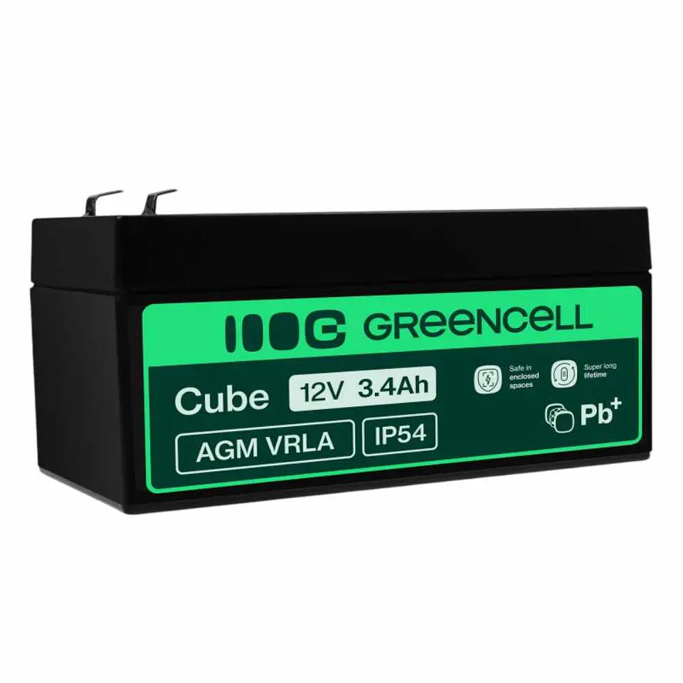 Bateria Chumbo Gel AGM 12V 3.4A GREEN CELL 1