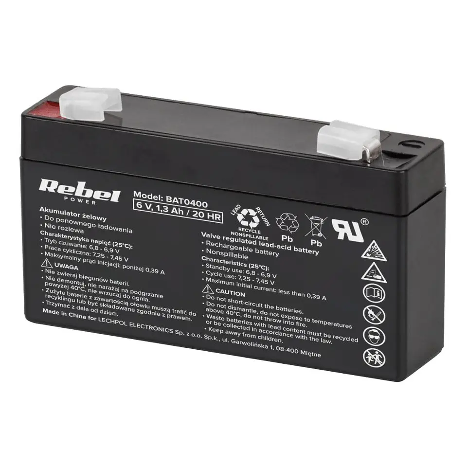 Bateria Chumbo 6V 1.3A REBEL 1