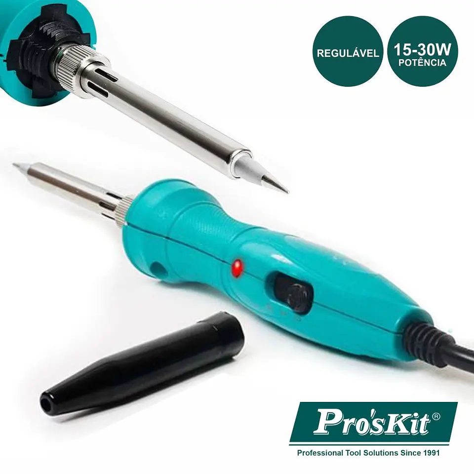 FERRO DE SOLDAR 15W-30W COM RESISTÊNCIA EM CERÂMICA PROSKIT 1
