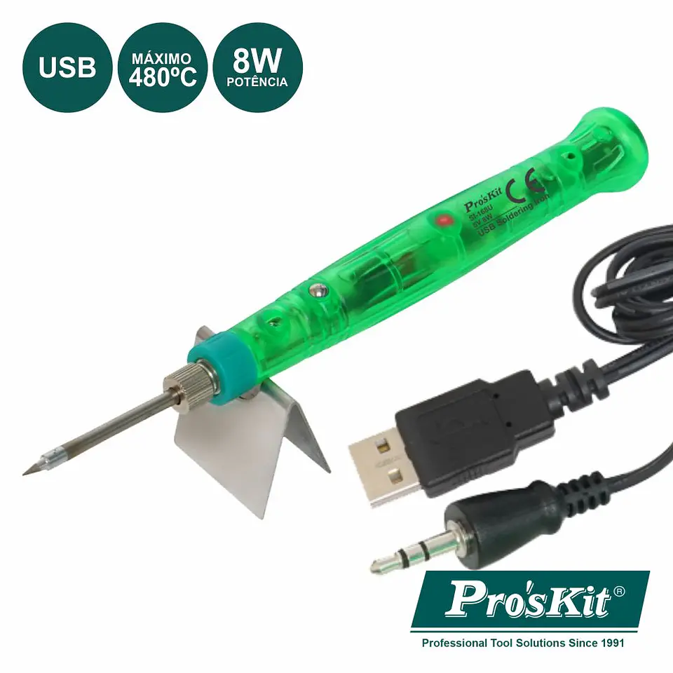 FERRO DE SOLDAR 8W COM LIGAÇÃO USB 5V PROSKIT 1